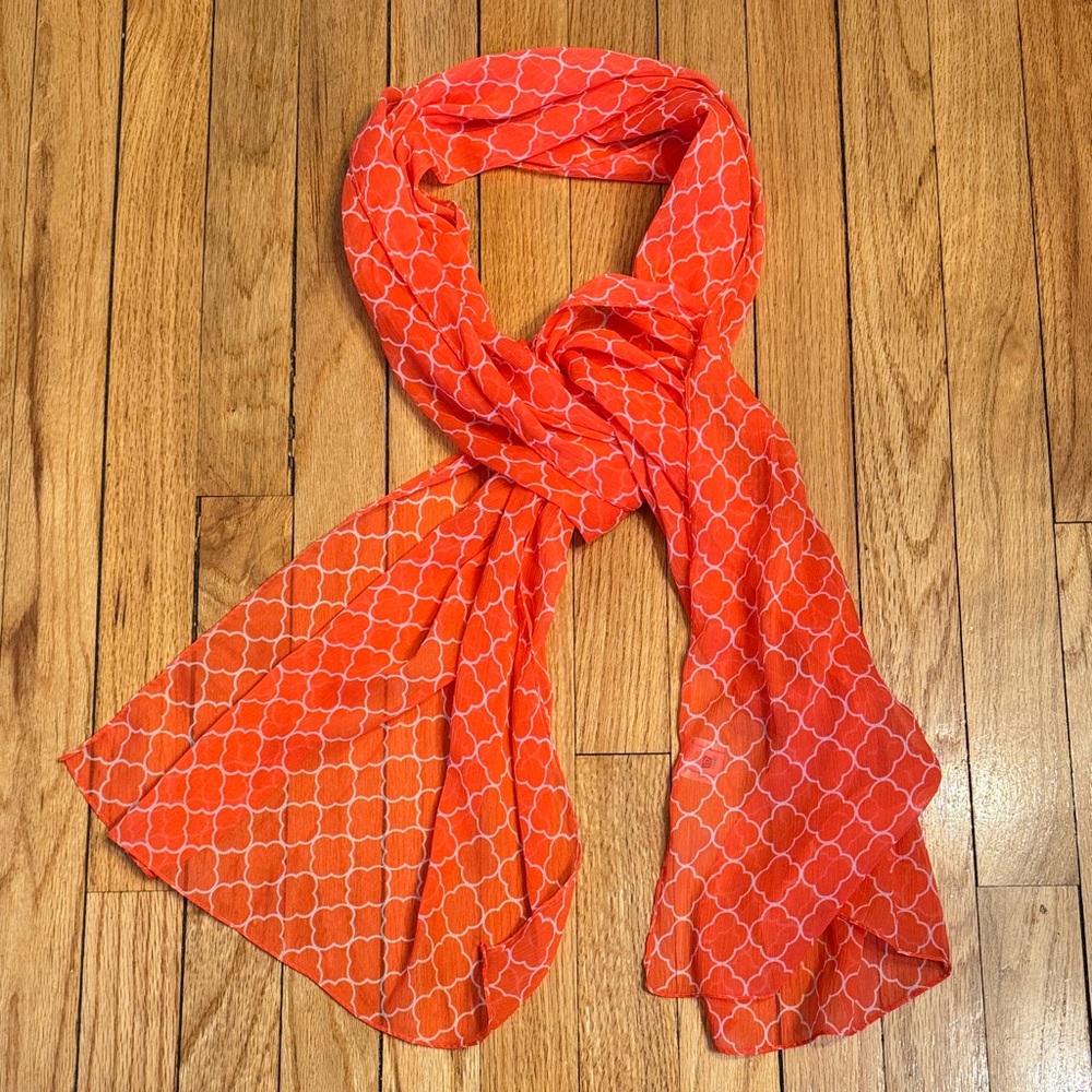 Vibrant Orange Scarf Geometric Lightweight Scarf